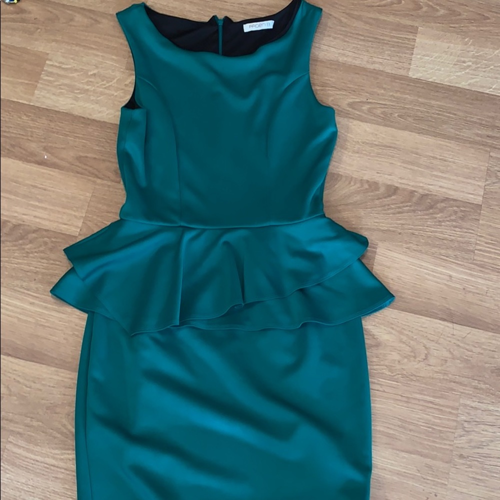 Green satin bodycon with ruffles